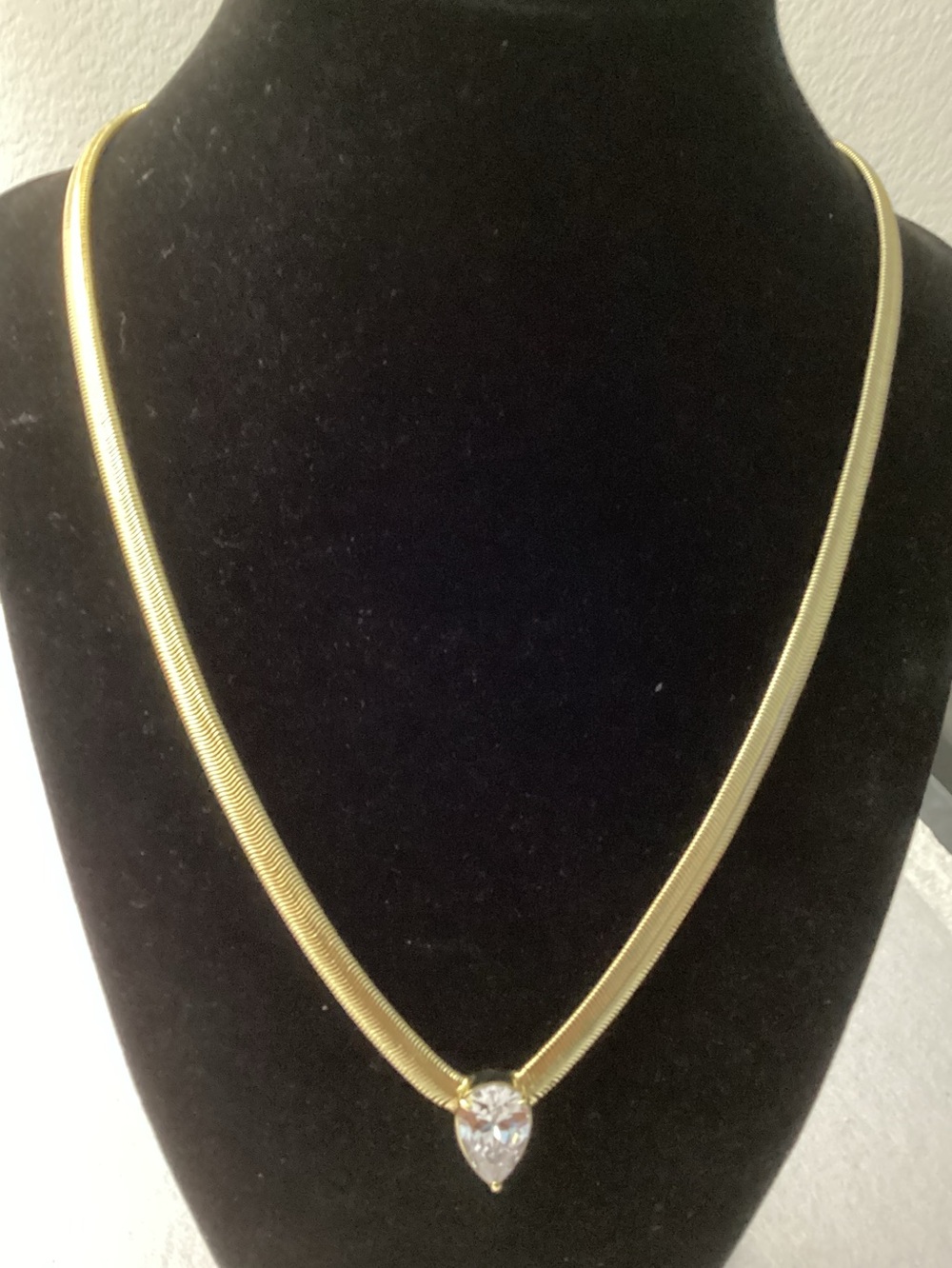 Aqua Refined Punk Cubic Zirconia V Pendant Necklace in Gold Tone, 18"-20” - Picture 2 of 11